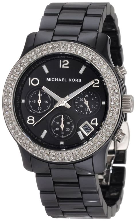 michael kors black on black ceramic watch 2010 need links|Michael Kors watches ladies black.